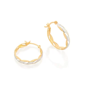 Brinco banhado a ouro 18k argola com aplicação de rhodium