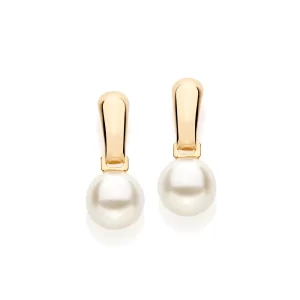 Brinco banhado a ouro 18k com pérolas sintéticas