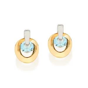 Brinco banhado a ouro 18k com aplicação de rhodium com cristais