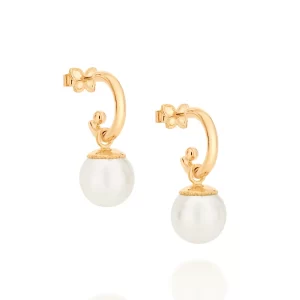 Brinco banhado a ouro 18k com pérolas sintéticas