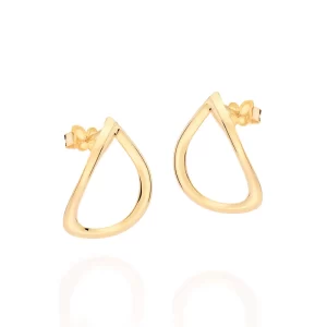 Brinco gota vazado banhado a ouro 18k