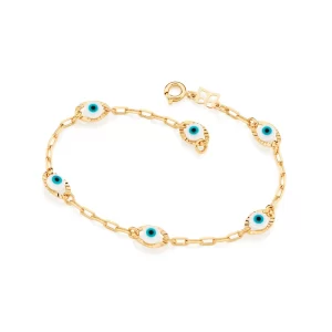 Pulseira banhada a ouro 18k olho grego - tam.19