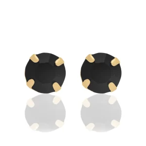 Brinco solitário banhado a ouro 18k com cristais