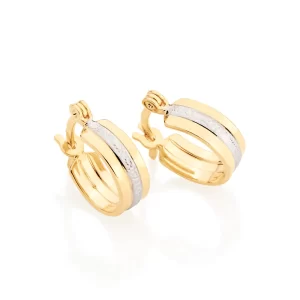 Argola banhada a ouro 18k com aplicação de rhodium