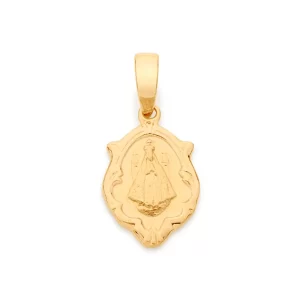 Pingente banhado a ouro 18k medalha santos