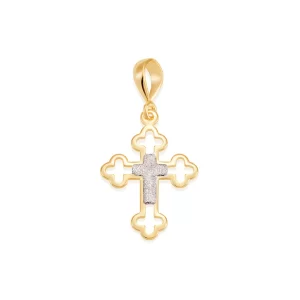 Pingente banhado a ouro 18k cruz com aplicação de rhodium