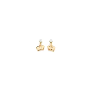 Brinco banhado a ouro 18k corações com pérolas sintéticas