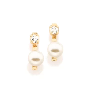 Brinco banhado a ouro 18k com cristais e pérolas sintéticas
