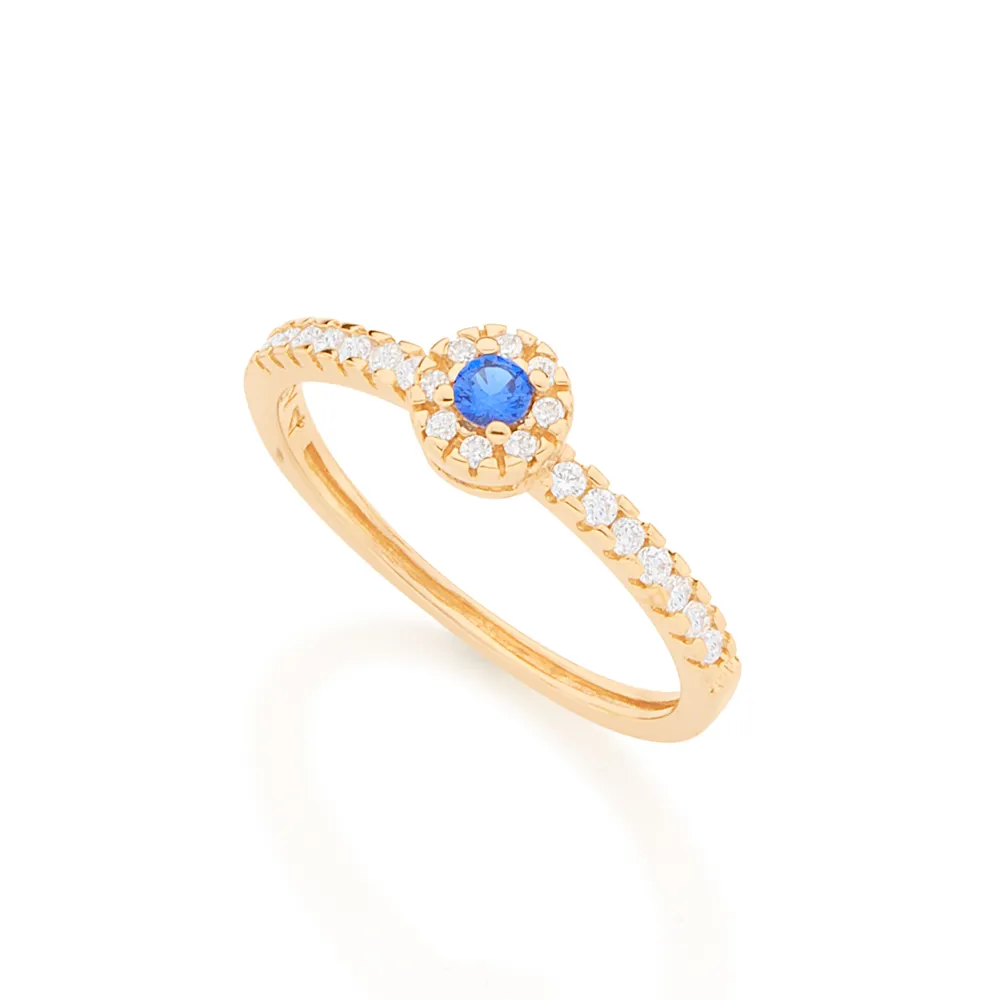 Anel banhado a ouro 18k com zircônias