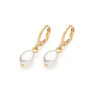 Brinco argola banhado a ouro 18k com pérolas barrocas