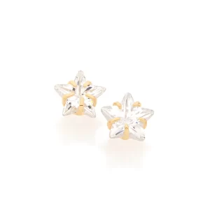 Brinco banhado a ouro 18k com zircônia