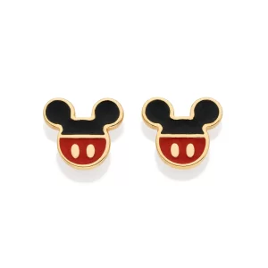 Brinco bermuda do mickey banhado a ouro 18k com aplicação de resina