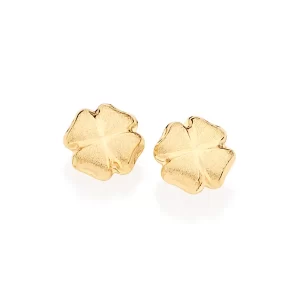 Brinco trevo banhado a ouro 18k