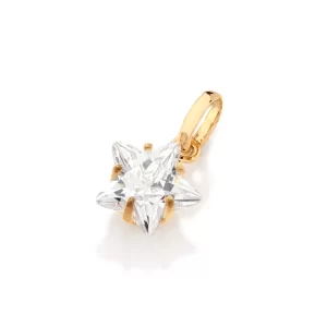 Pingente estrela solitário banhado a ouro 18k com zircônia