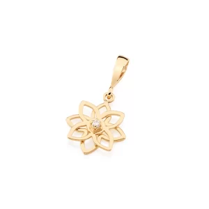 Pingente flor banhado a ouro 18k com zircônia