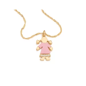 Pingente menina banhado a ouro 18k