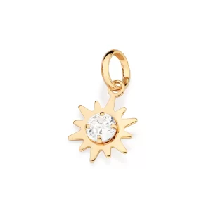Pingente sol banhado a ouro 18k com zircônia