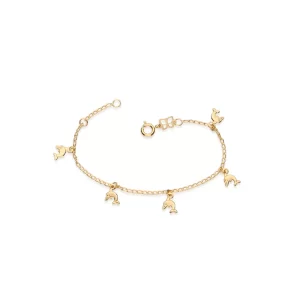 Pulseira banhada a ouro 18k com golfinhos - tam.16