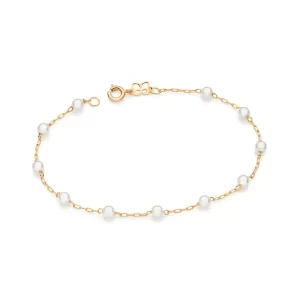Pulseira banhada a ouro 18k com pérolas sintéticas - tam.20