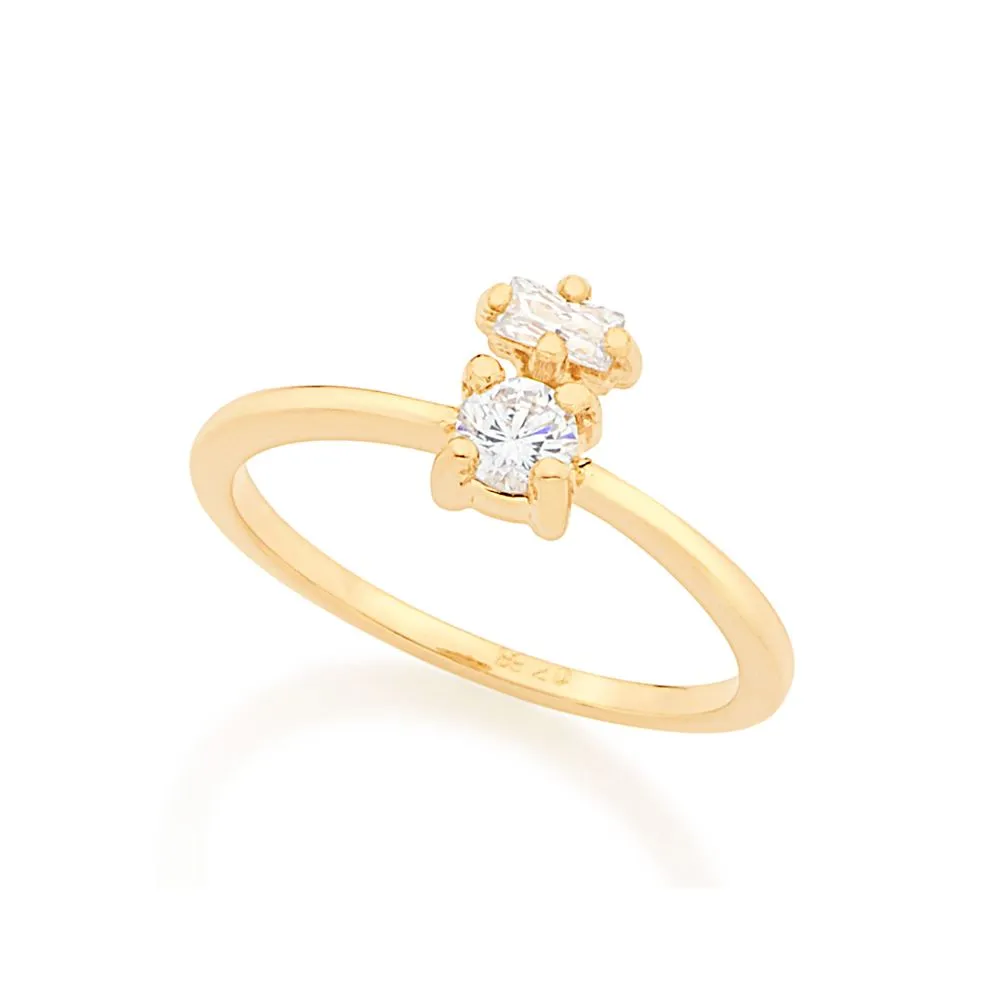 Anel banhado a ouro 18k com zircônias