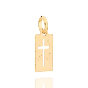 Pingente banhado a ouro 18k cruz